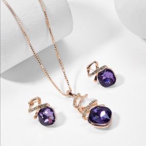 Purple stone necklace and earring set